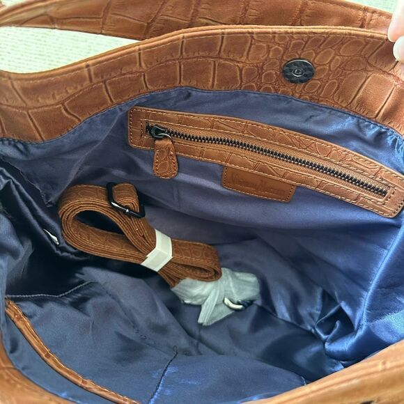 NEW Neiman Marcus Brand Brown/Rust Suede Hobo Shoulder Bag with Zip Closure - Picture 7 of 10